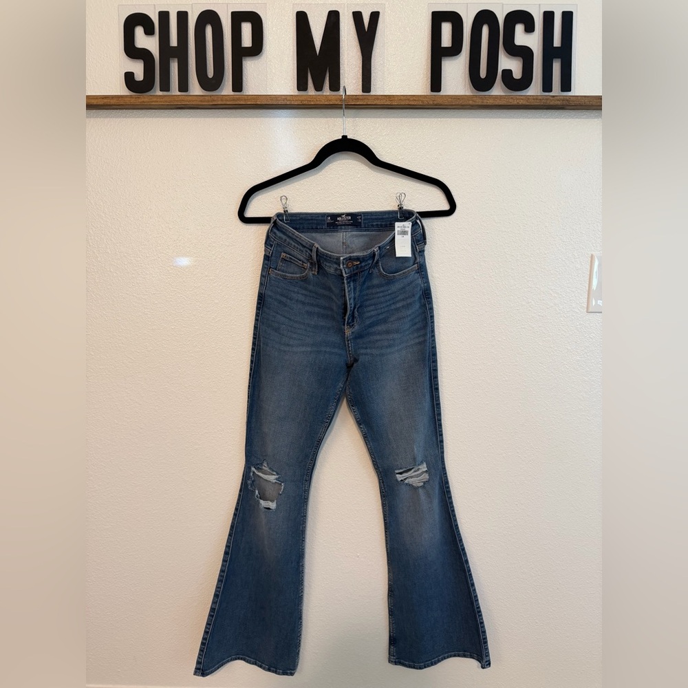 Hollister High Rise Flare Jeans Distressed Size 5R